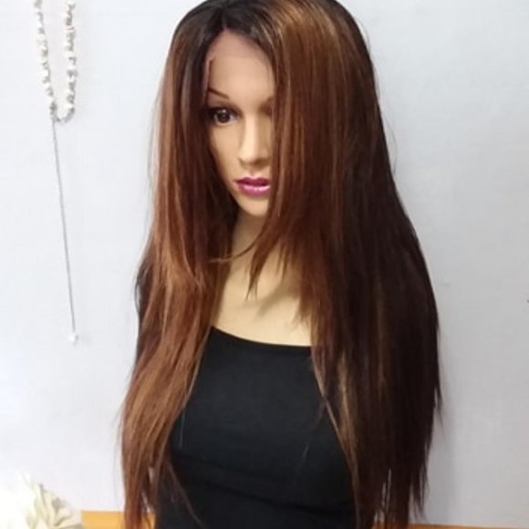 Ombré mixed brown with blonde highlights wig